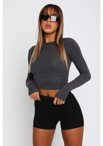 Seeh Füme Bisiklet Yaka Basic Uzun Kollu Body Sh142