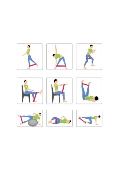 5 Kademeli Set Pilates Band Pilates Bandı Aerobik Yoga Direnç Las