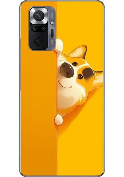 Redmi Note 10 Uyumlu Sarı Köpek Baskılı Silikon Kılıf Renkli
