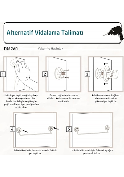 Teknotel Delme Vida Matkap Yok Vakumlu Uzun Havluluk Krom Dm260 Krom