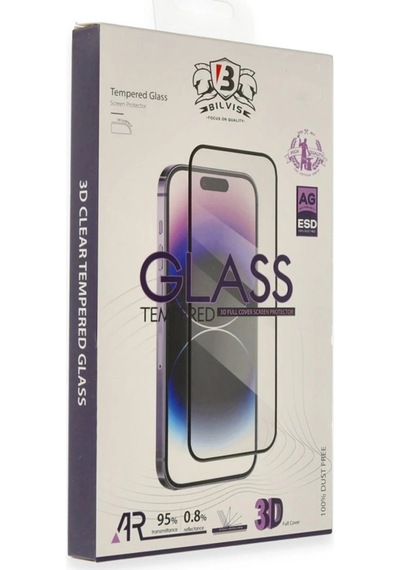 Mey İthalat Apple iPhone Uyumlu  17 Air Bilvis 3d Cam Ekran Koruyucu - Siyah