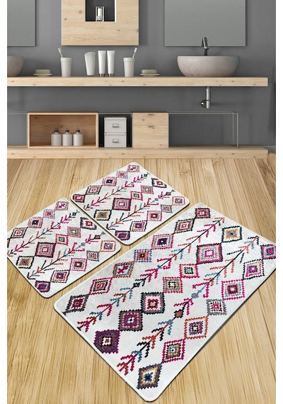 Raje Banyo Halısı Djt 3 Lü Set Çok Renkli