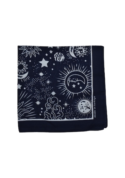 Bandana Atmosfer Desenli Kare Lacivert