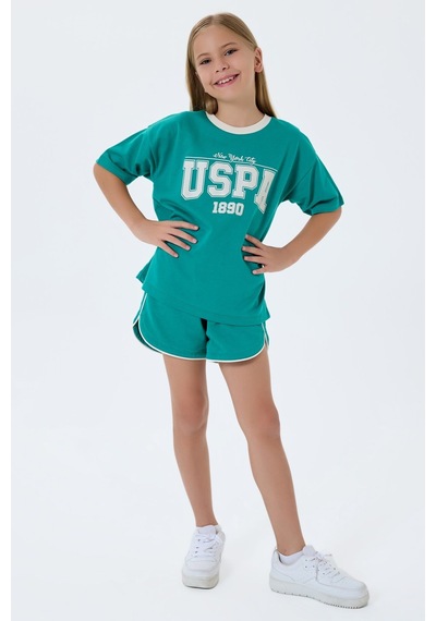 U.s. Polo Assn. Kız Çocuk Yeşil Şort Takım Us2524-c-v2 Yeşil