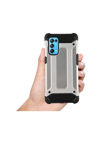 Noktaks - Oppo Reno 5 5g Uyumlu - Kılıf Çift Katman Zırh Tank Crash Military Kapak - Gold