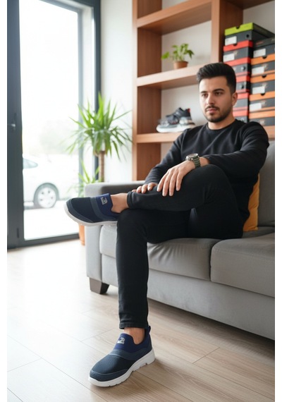 Enoch Erkek Bağcıksız Pratik Yürüyüş Ayakkabısı - Fileli Rahat Kalıp Slip-on 2332 Lacı