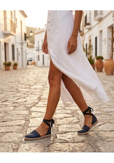 Futsishoes Fressia Lacivert Hakiki Deri Bilekten Bağlamalı Delikli Espadril Kadın Babet Futsishoes Fressia Lacivert Hakiki Deri Bilekten Bağlamalı Delikli Espadril Kadın Babet