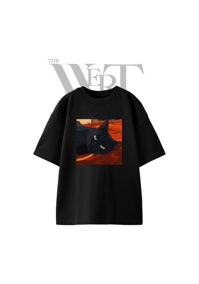 Thewert Jiji Kiki Delivery Tasarım Baskılı Ünisex Siyah Oversize T-shirt