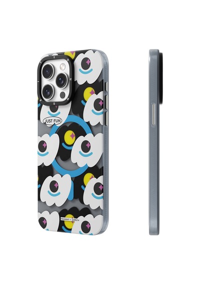 Apple Uyumlu iPhone 15 Pro Max Kılıf Magsafe Özellikli Youngkit Happy View Serisi Kapak Mavi