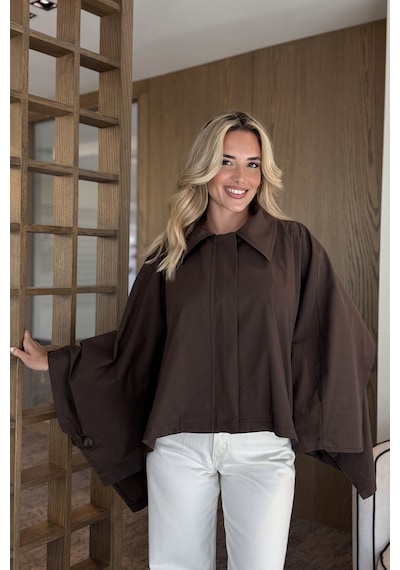 Laluvia Kahverengi Pelerin Model Trençkot - 7603 Kahverengi