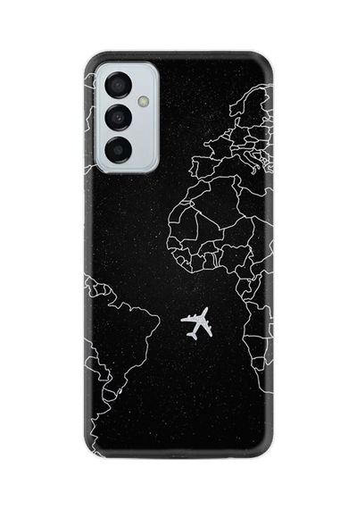 Samsung Galaxy Uyumlu A04s Kılıf Resimli Desenli Silikon Platinium Series Black Plane 1868