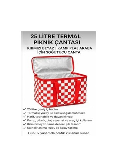 Termal Piknik Çantası Soğutucu Çanta 25 Litre, Brc193811062025 Açık Bej