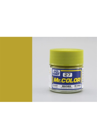 10 Ml. Interior Green Mr.color Serisi Maket Boyası, Mr.hobby C027 Standart