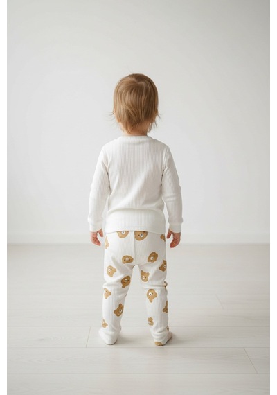 Aden Kids Raporlu Kumaş Desenli Çocuk Pijama Takımı Kahve