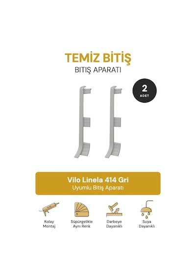 Vilo Süpürgelik Bitim Aparatı 2 Adet Linela 414 Gri Uyumlu