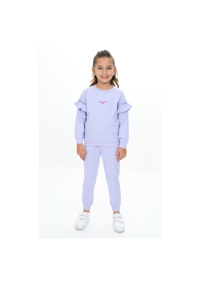 Toontoy Kids Toontoy Kız Çocuk 2'li Takım Baskılı Bisiklet Yaka Reglan Kol Fırfırlı Sweatshirt & Beli Paçası Lastikli Cepli Jogger Eşofman Altı - 2 İplik Açık Lila Toontoy Kids Toontoy Kız Çocuk 2'li Takım Baskılı Bisiklet Yaka Reglan Kol Fırfırlı Sweatshirt & Beli Paçası Lastikli Cepli Jogger Eşofman Altı - 2 İplik Açık Lila