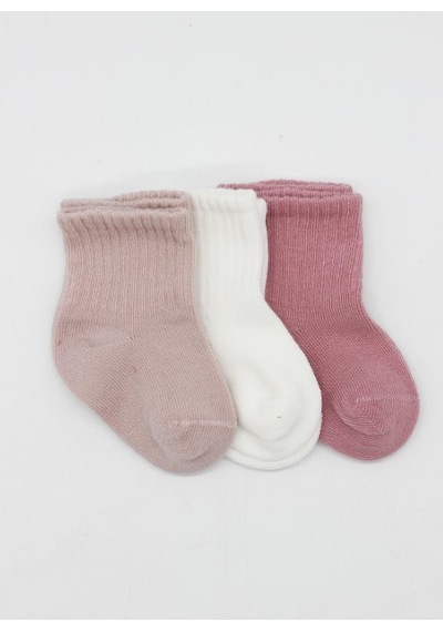 Akıllı Bayi Flamingo Girl 3'lü Penye Soket Çorap 10136 Gül Kurusu Renkli