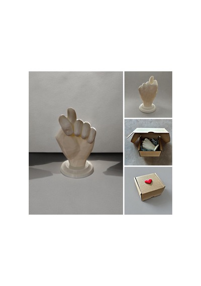 Şaka Amaçlı Beyaz El Figürü Nah 3d Baskı Dekoratif Maket 11x6 Cm