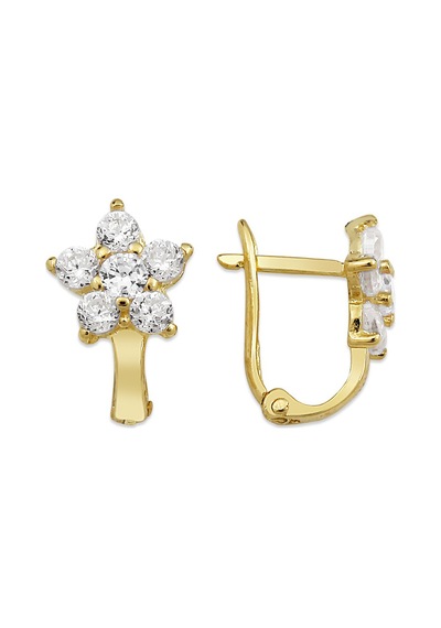 Altın Beyaz Taşlı Çiçek Küpe As94Kpt2 Altınsepeti