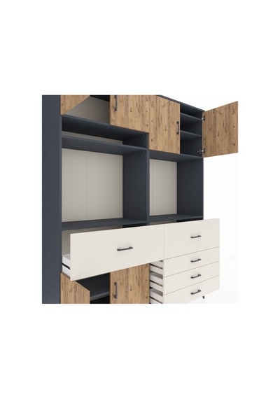 Hyperion Gardrop 7 Raflı 5 Çekmeceli 6 Kapaklı 176x44x221 Antrasit-çam/aytaşı Çam/aytaşı Hyperion Gardrop 7 Raflı 5 Çekmeceli 6 Kapaklı 176x44x221 Antrasit-çam/aytaşı Çam/aytaşı
