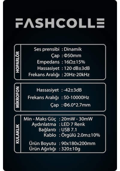 Fashcolle G900 7.1 Virtual Sound Oyuncu Kulaklığı