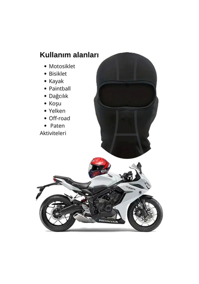 Hnc Sport Motosiklet Balaklava Nefes Alan Motorcu Termal Maske Çok Amaçlı Sporcu Maskesi Siyah
