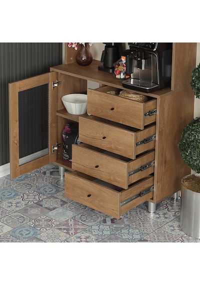 Pasific Home Grano Kahve Köşesi Çok Amaçlı Kiler Dolabı, 96 cm, Koyu Meşe