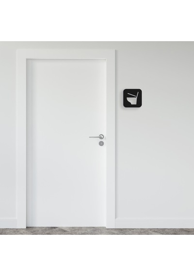 Cajuart 13x13 Siyah Ahşap Klozet Şeklinde Genel Tuvalet Yönlendirme Levhası İkaz Tablosu