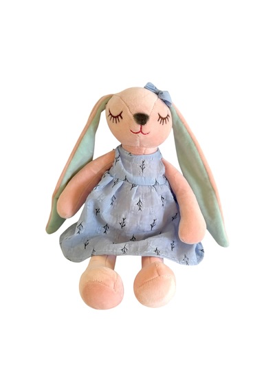 Uzun Kulaklı Tavşan Peluş Oyuncak Sevimli Uyku Oyun Arkadaşı 35 Cm Mavi