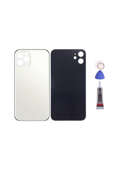 Apple Uyumlu iPhone 11 Pro Beyaz Arka Kapak Batarya Kapağı Pil Kapağı Yapışkan Ve Sökme Aparatıyla Beraber Full Set Beyaz