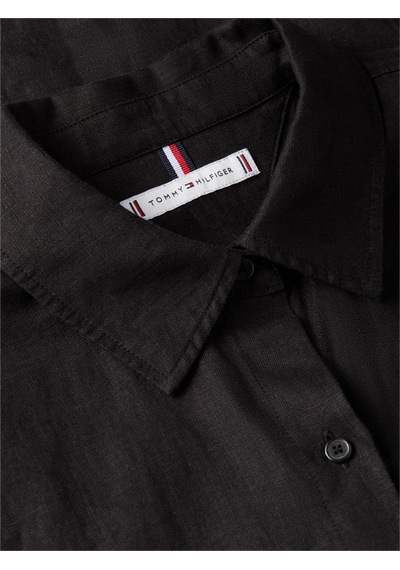 Tommy Hilfiger Ess Lınen Ss Shırt Kadın Siyah Kk Gömlek - Ww0ww48925