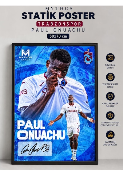 Mythos Lisanslı Statik Poster Trabzonspor Paul Onuachu 50x70 Cm