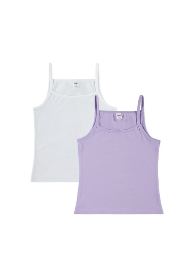Civil Girls 77334332123w1 Kız Çocuk 2'li Atlet Set 2 - 10 Yaş Beyaz Lila Beyaz - Lila