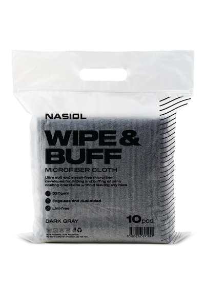 Nasiol Wipe&Buff Mikrofiber Seramik Kaplama Detailing Bezi 10lu K.Gri Temizlik Bezi 35x40 CM 320gsm