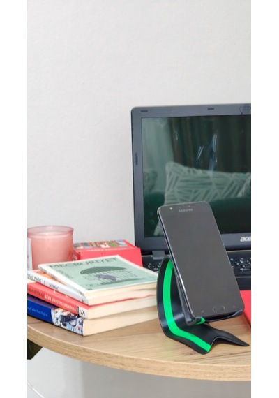 Dalga Formunda Telefon Standı Siyah-yeşil