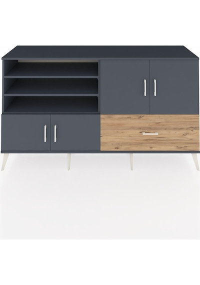 Hyperion Konsol 5 Raflı Tek Çekmeceli 4 Kapaklı 176x44x99 Antrasi Antrasit-antrasit/çam Hyperion Konsol 5 Raflı Tek Çekmeceli 4 Kapaklı 176x44x99 Antrasi Antrasit-antrasit/çam