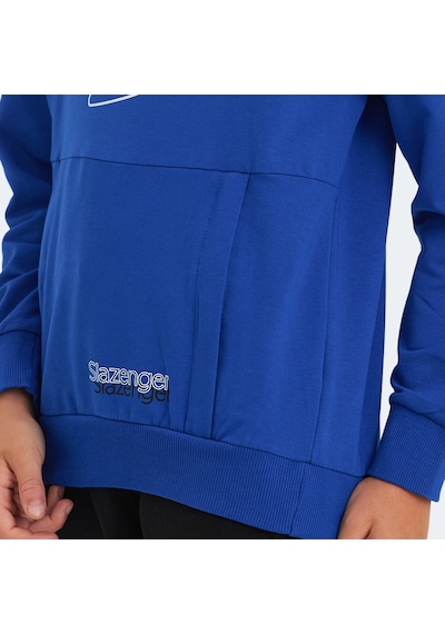 Slazenger LINK Çocuk Kapüşonlu Cepli Saks Mavi Sweatshirt