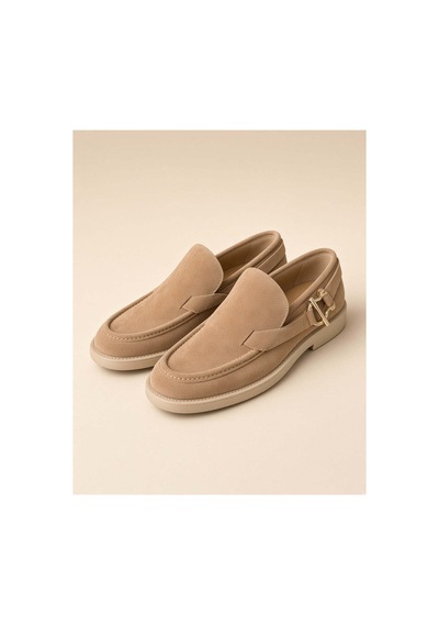 37brandshoes Bej Süet Tokalı Loafer Bej Bej