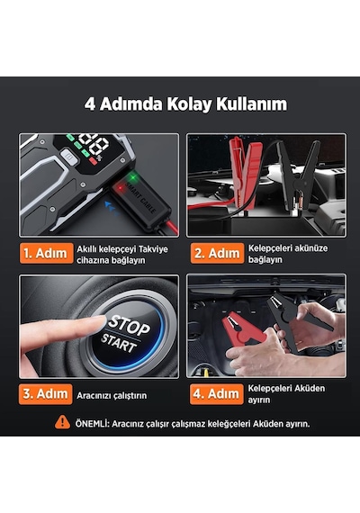 Groove M01 15800mah 2000a Akü Takviye Cihazı Taşınabilir Jump Starter Powerbank+Led Lamba+Lcd Ekran
