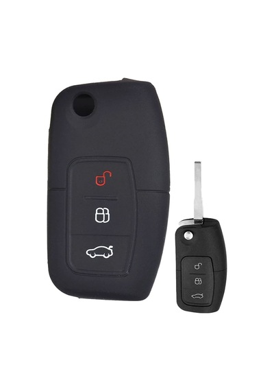 Trobus Ford B-max Uyumlu Katlanır Oto Anahtar Kılıfı Silikon Siyah