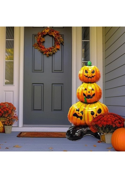 Halloween Cadılar Bayramı Balkabağı Ağacı Ayaklı Büyük Boy Folyo Balon 109x61x40 Cm