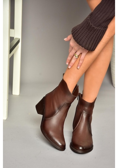 Fox Shoes T654043803 Kahverengi Hakiki Deri Kadın Bot Kahverengi