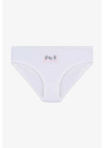 Kız Çocuk 3'lü Penguen Desenli Slip 1050 Pembe - Beyaz