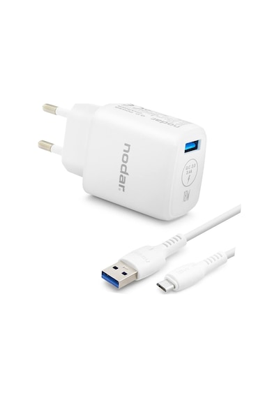 Micro Usb Qc 3.0 Hızlı Şarj Seti 18w 3.4a Usb Adaptörlü 1 M Pvc Kablolu Beyaz Nd1009 Evimdeyokyok