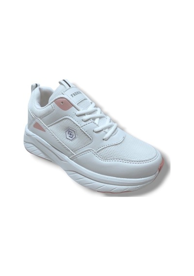 Queen Step 2110-25 Deri Anorak Anatomik Kadın Sneaker Beyaz Pembe Beyaz