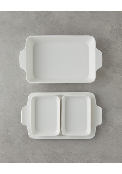 Bianca Seramik Set Fırın Kabı 34x20 Cm Beyaz Beyaz