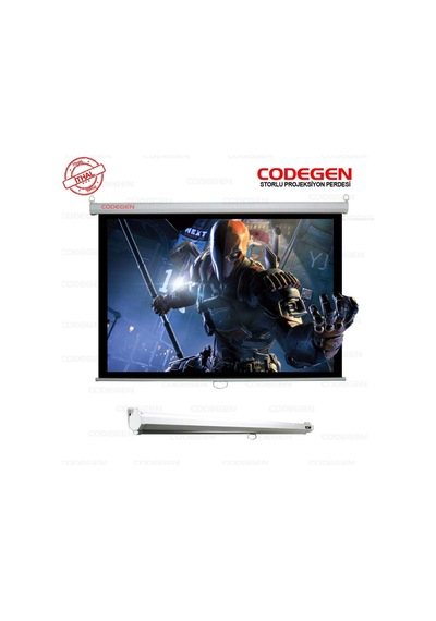 Codegen Ax-24 240x200cm Siyah Fonlu Storlu Kilitleme Mekanizmalı Projeksiyon Perdesi, Beyaz