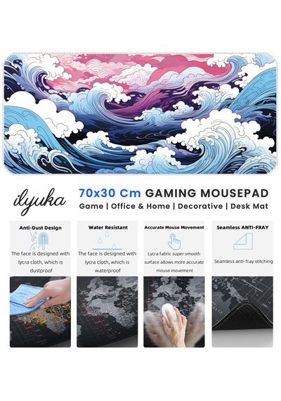 İlyuka Mousepad 70x30cm Büyük Boy Xl Mp457030 Japanese Waves