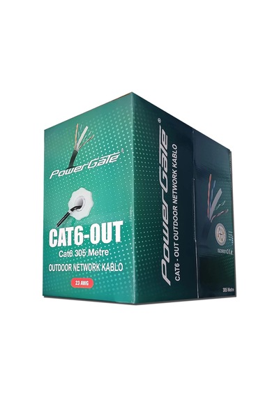 Powergate Cat6-out-cca, Outdoor Dış Mekan , Polietilen, 23awg 0.57mm, Utp, Cat6, Cca Kablo, 305m, S