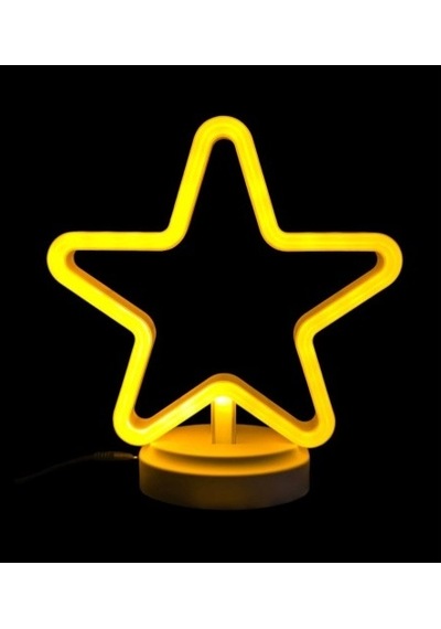 Mey İthalat Neon Işıklı Yıldız Masa Gece Lambası Pil+usb Çok Renkli